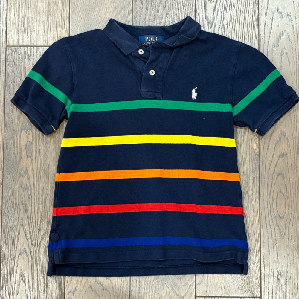 Boys Polo by Ralph Lauren Kids Navy Polo with Multicolor Stripes